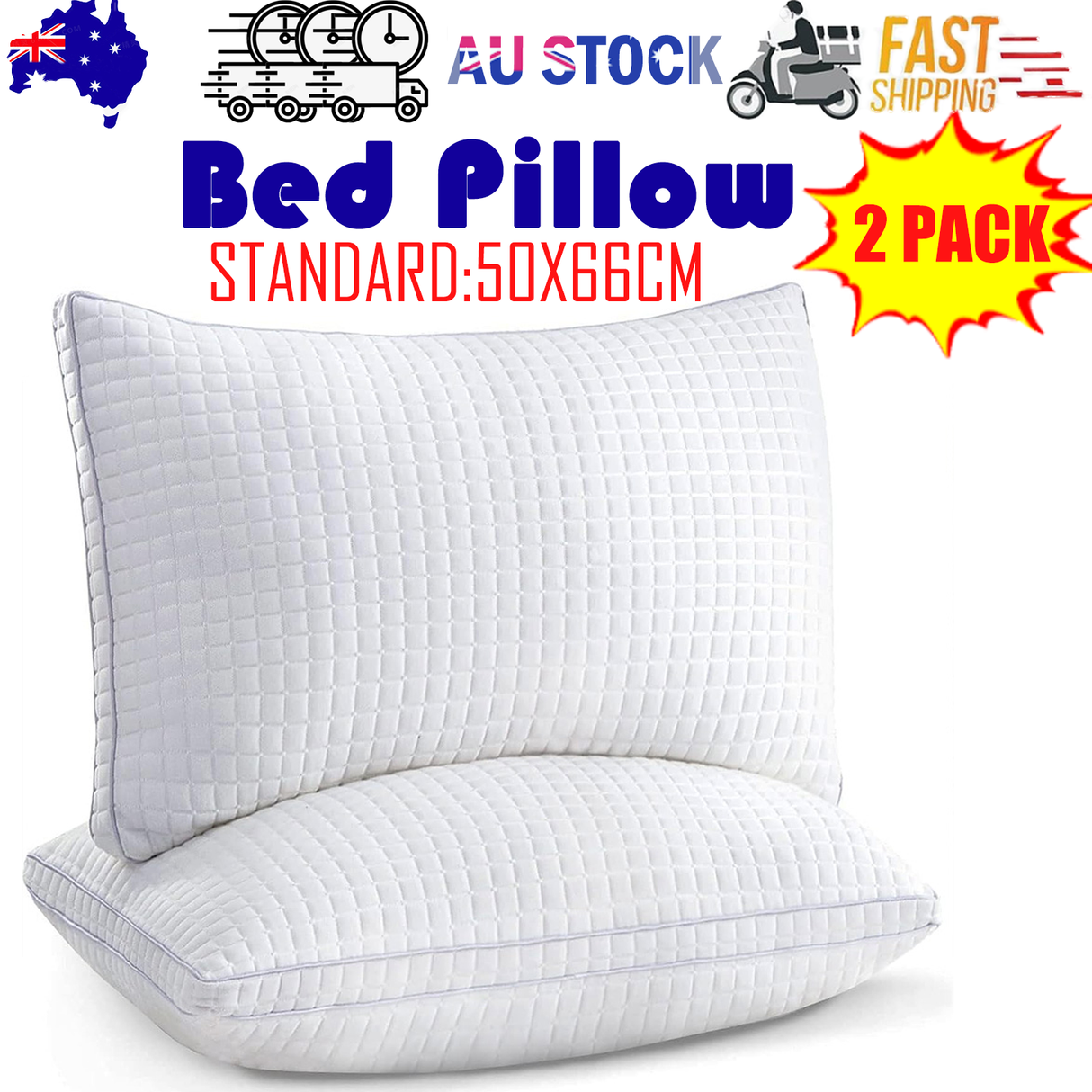 Luxury Adjustable Cotton Pillows - Set of 2