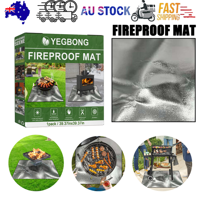 Fireproof BBQ Grill Protective Mat in silver