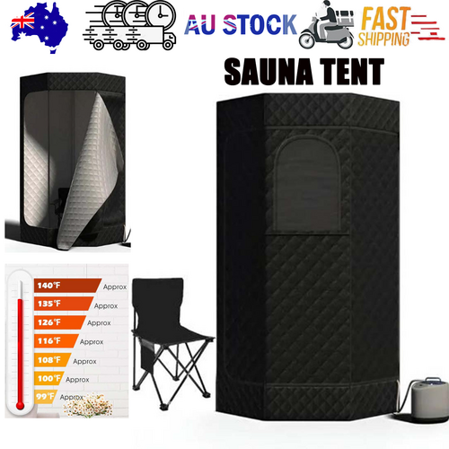 Portable steam sauna tent with foldable chair and remote