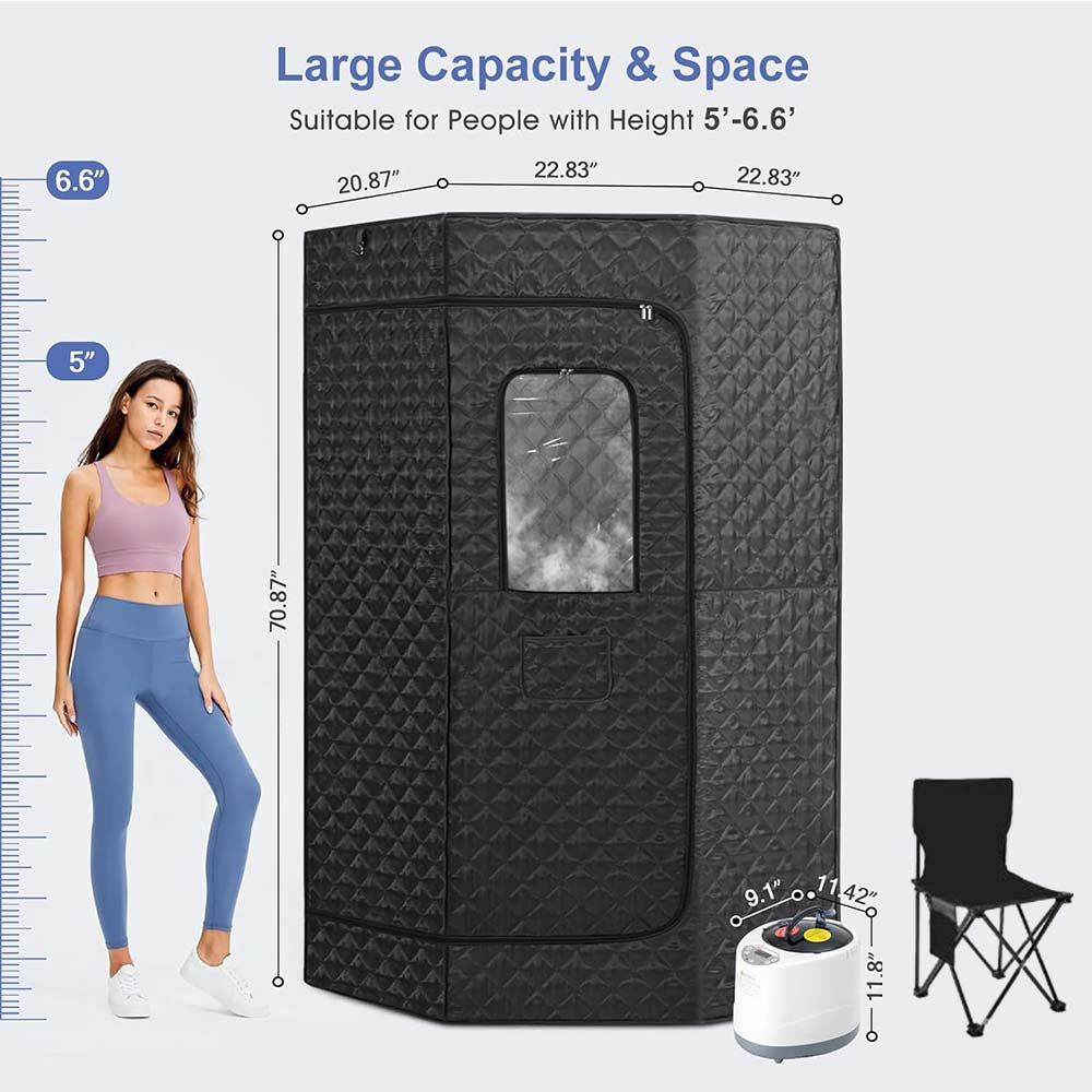 Portable steam sauna tent with foldable chair and remote