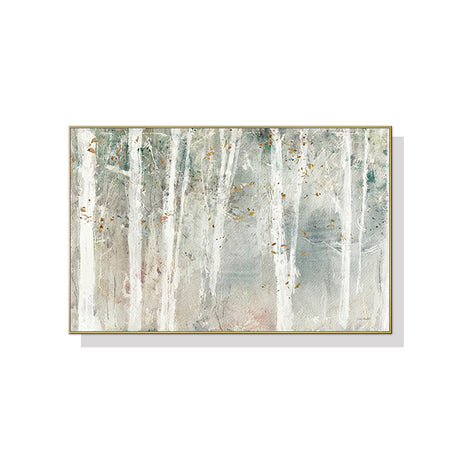 Forest painting style canvas wall art 70 x 100 cm in a gold floating frame