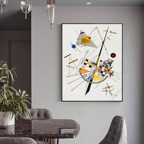 Black floating frame edge detail on the gallery wrapped abstract canvas
