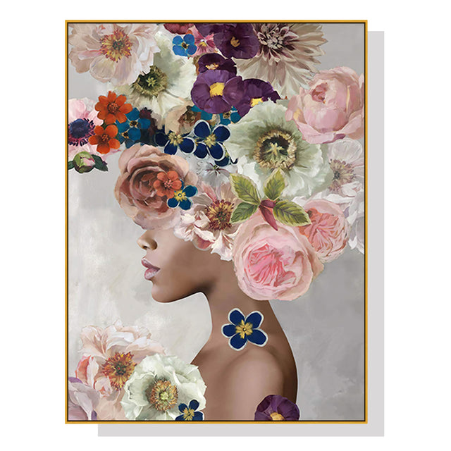 Foolish In Love II canvas wall art 70 x 100 cm in a gold floating frame