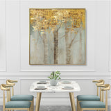 Cagnes Golden Leaves 2 Piece Floating Frame Canvas, 70 x 70cm