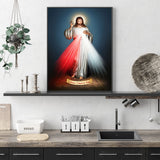Detail of the Divine Mercy artwork printed on premium canvas