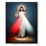 Jesus Divine Mercy canvas wall art 70 x 100 cm in a black floating frame