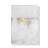 Soft gold and white abstract canvas print in a white floating frame