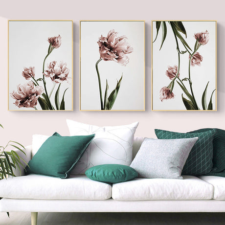 Tulip Flower — Gold-Framed 3-Panel Floral Canvas Set — Allure Home Collections