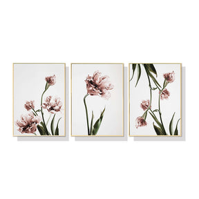 Seville tulip gold framed floral canvas wall art triptych
