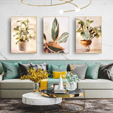 Botanical Leaves Watercolour — Gold-Framed 3-Panel Canvas Set — Allure Home Collections