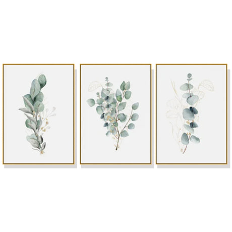 Eucalyptus Plant — Gold-Framed 3-Panel Canvas Set — Allure Home Collections