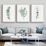 Eucalyptus Plant — Gold-Framed 3-Panel Canvas Set — Allure Home Collections
