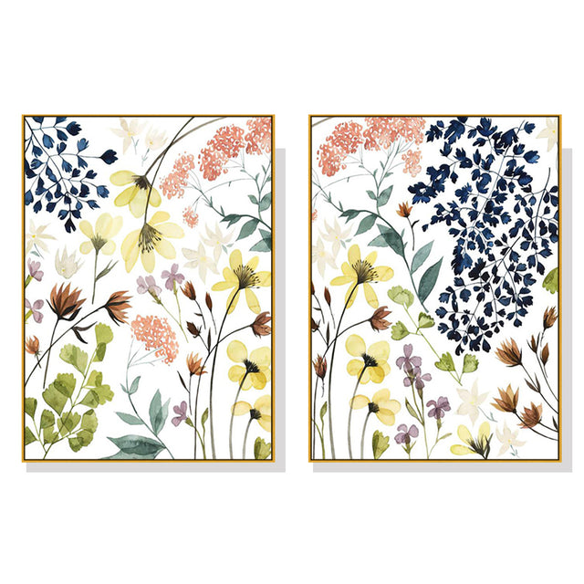 Flower Composition — Gold-Framed 2-Panel Floral Canvas Set — Allure Home Collections