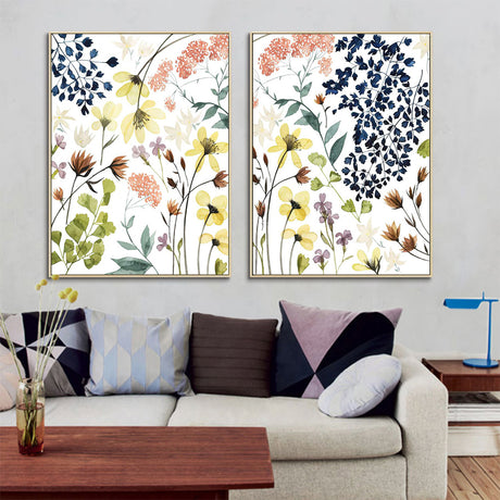 Flower Composition — Gold-Framed 2-Panel Floral Canvas Set — Allure Home Collections