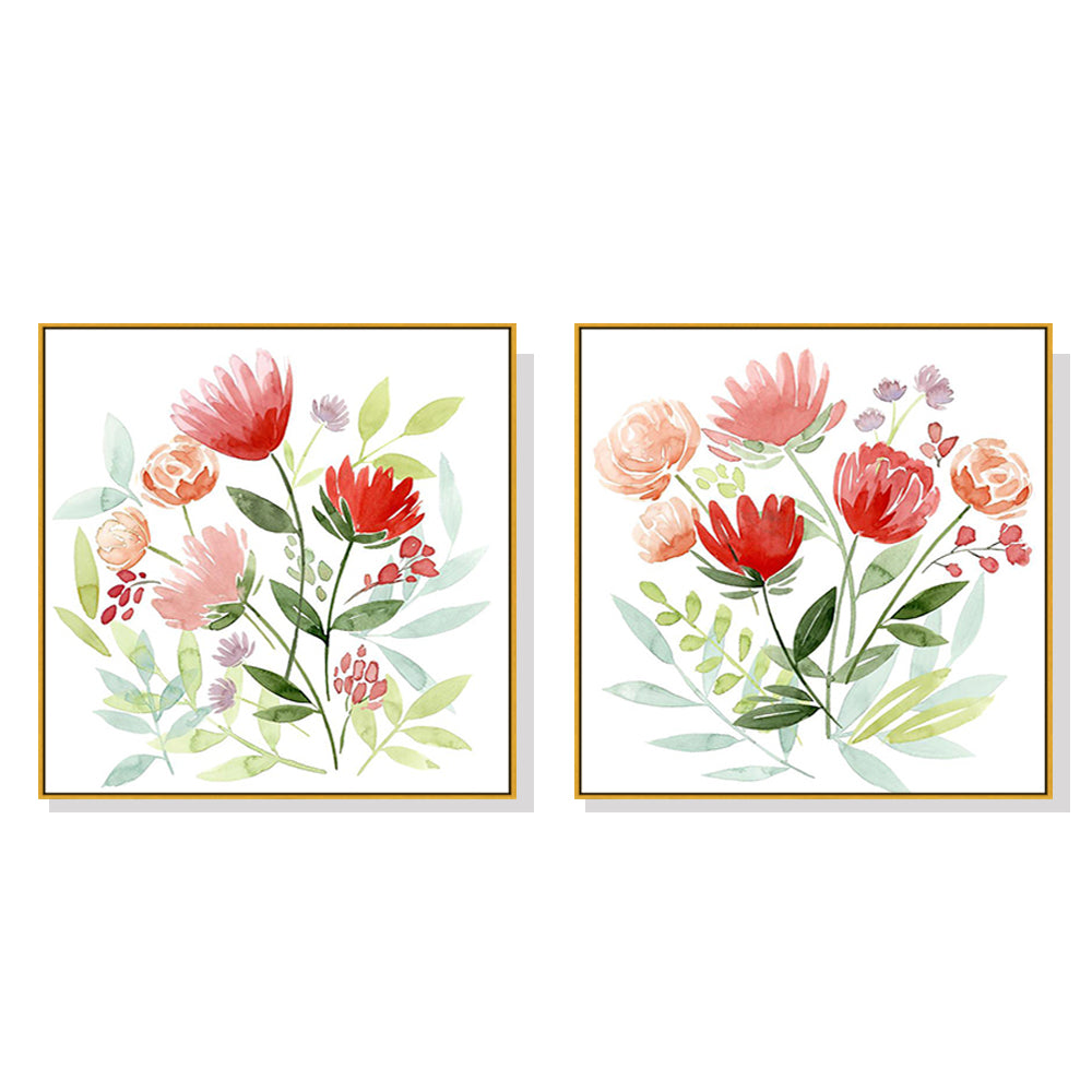 Florals — Gold-Framed 2-Panel Canvas Set, Australian-Made — Allure Home Collections