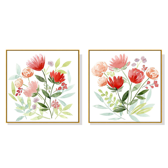 Florals — Gold-Framed 2-Panel Canvas Set, Australian-Made — Allure Home Collections