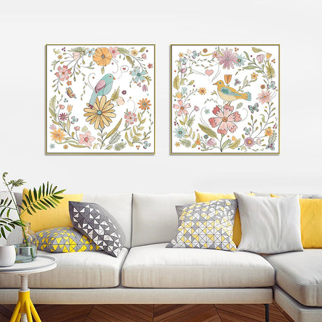 Floral Birds — Australian-Made Canvas Print for Living Rooms — Allure Home Collections