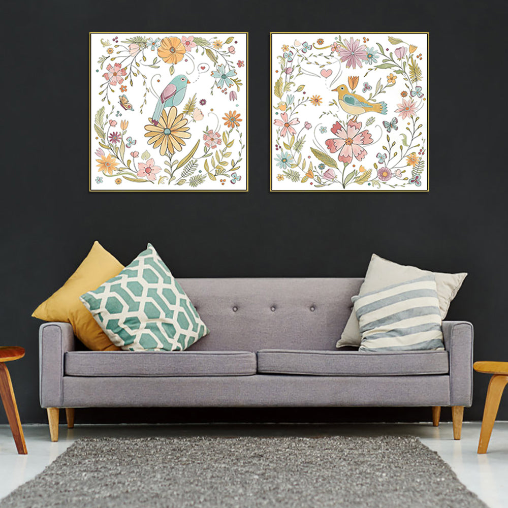 Floral Birds — Australian-Made Canvas Print for Living Rooms — Allure Home Collections