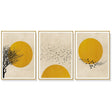 Flock of Birds Sun Silhouette — Gold-Framed 3-Panel Canvas Set — Allure Home Collections