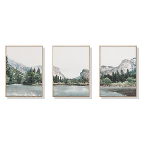 Bruges valley wood framed landscape canvas wall art triptych