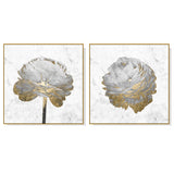Gold and White Blossom — Gold-Framed 2-Panel Canvas Set — Allure Home Collections