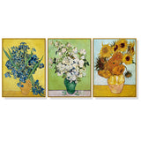 Van Gogh Sunflowers and Roses — Gold-Framed 3-Panel Canvas Set, Australian-Made — Allure Home Collections