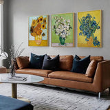 Van Gogh Sunflowers and Roses — Gold-Framed 3-Panel Canvas Set, Australian-Made — Allure Home Collections