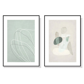 Porto abstract lines figurative framed canvas wall art pair
