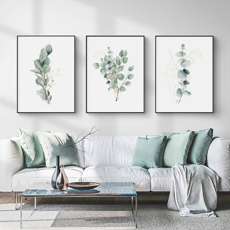 Eucalyptus Plant — Framed 3-Panel Canvas Set for Living Room and Bedroom — Allure Home Collections
