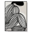 Mid century stylised figure canvas print in a black floating frame
