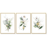 Green and Gold Watercolour Botanical — Gold-Framed Canvas Set — Allure Home Collections