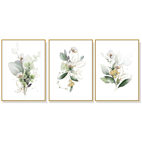 Green and Gold Watercolour Botanical — Gold-Framed Canvas Set — Allure Home Collections