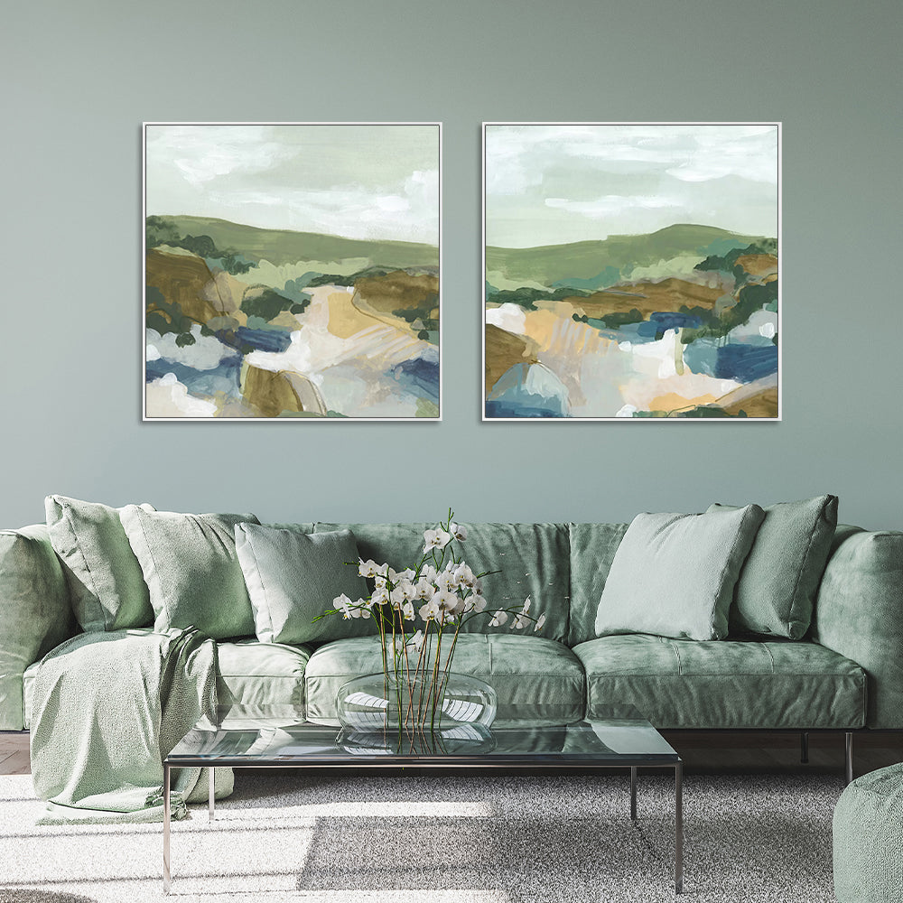 Abstract Landscape — White-Framed 2-Panel Canvas Set — Allure Home Collections