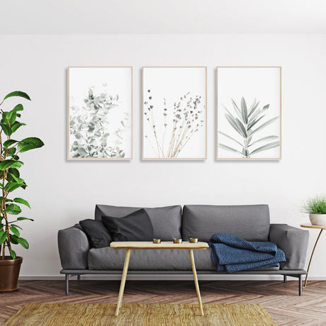 Lavender and Eucalyptus — Wood-Framed 3-Panel Canvas Set — Allure Home Collections