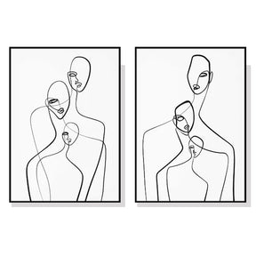 Prague abstract figures minimalist framed canvas wall art pair