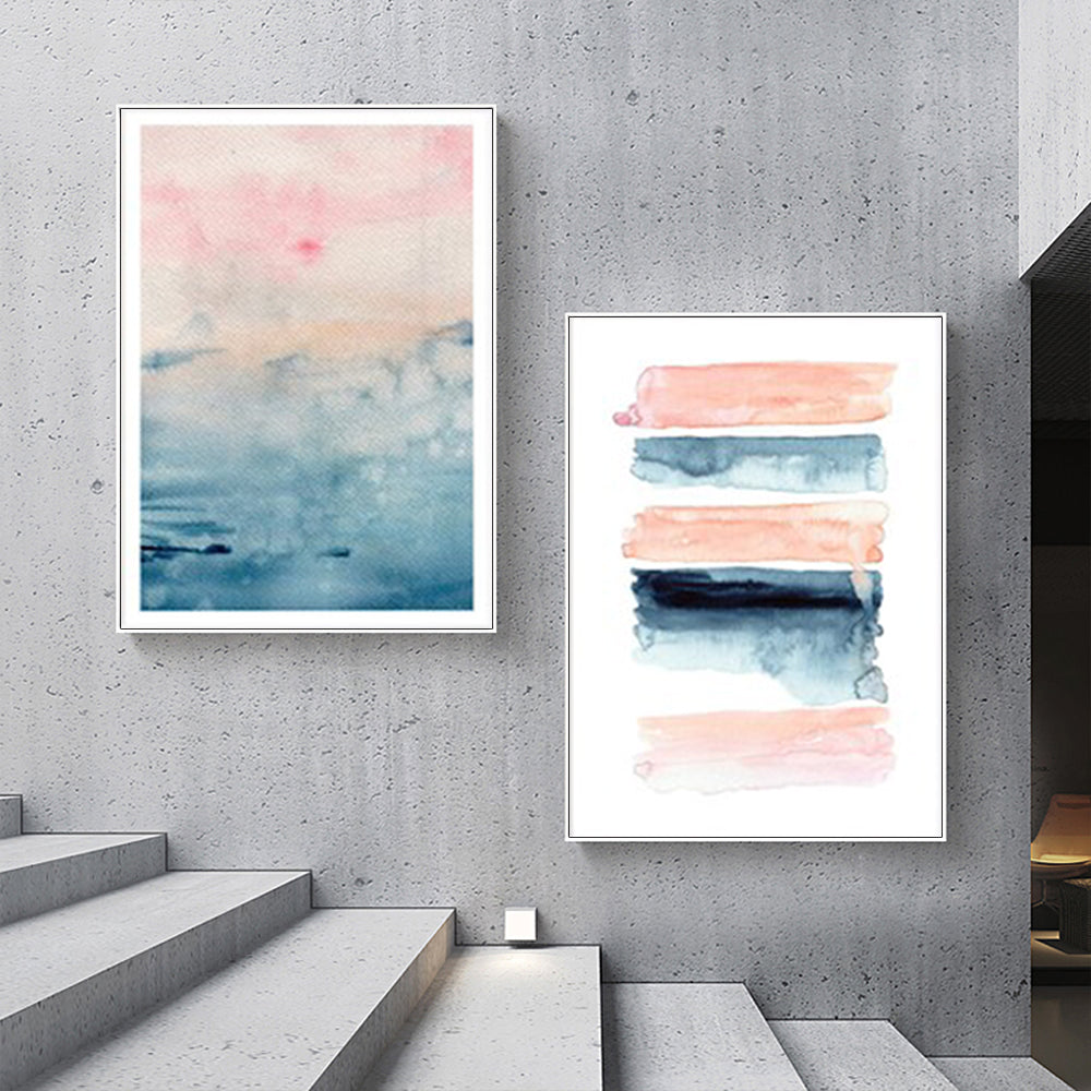 Abstract Pink — White-Framed 2-Panel Canvas Set, Melbourne Hand-Framed — Allure Home Collections