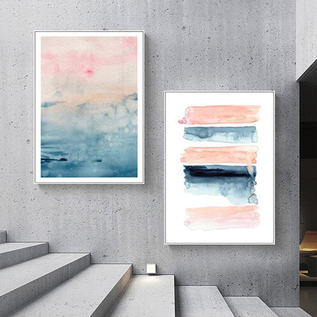 Abstract Pink — White-Framed 2-Panel Canvas Set, Melbourne Hand-Framed — Allure Home Collections