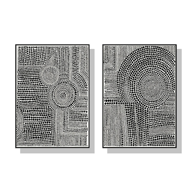 Clustered Dots — Framed 2-Panel Modern Abstract Canvas Set — Allure Home Collections
