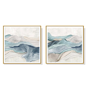 Antwerp mountain gold framed landscape canvas wall art pair