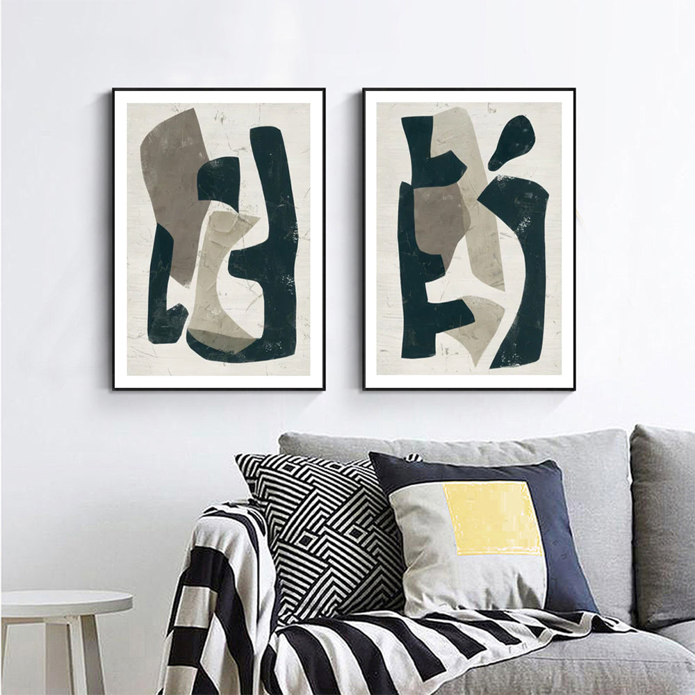Abstract Puzzle — Black-Framed 2-Panel Canvas Set — Allure Home Collections
