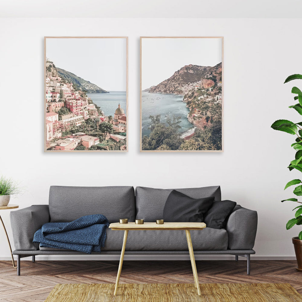 Italy Positano — Wood-Framed 2-Panel Canvas Set — Allure Home Collections