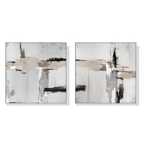 Lyon neutral abstract white framed canvas wall art minimalist