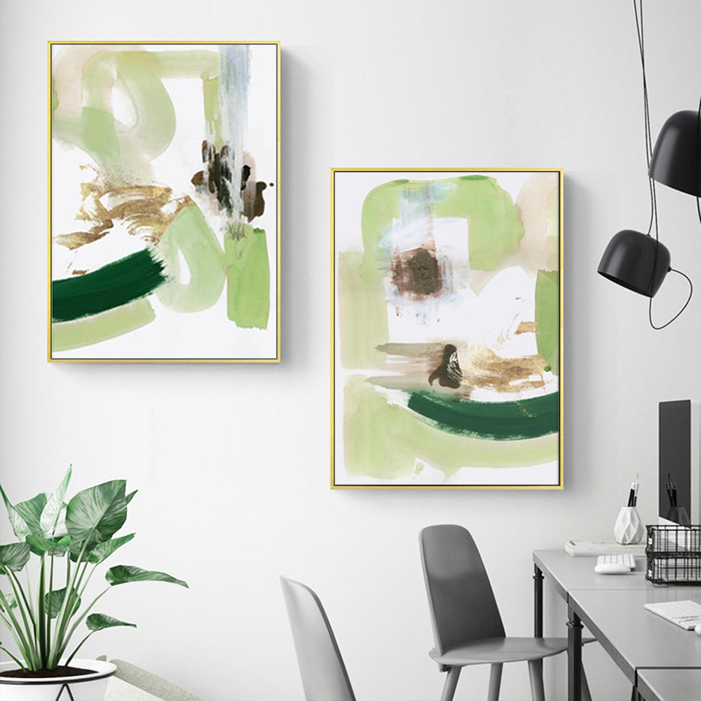 Abstract Green Mint — Gold-Framed Canvas Print — Allure Home Collections