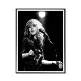 Young Stevie Nicks in concert canvas wall art 60 x 90 cm in a black floating frame