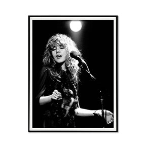 Young Stevie Nicks in concert canvas wall art 60 x 90 cm in a black floating frame