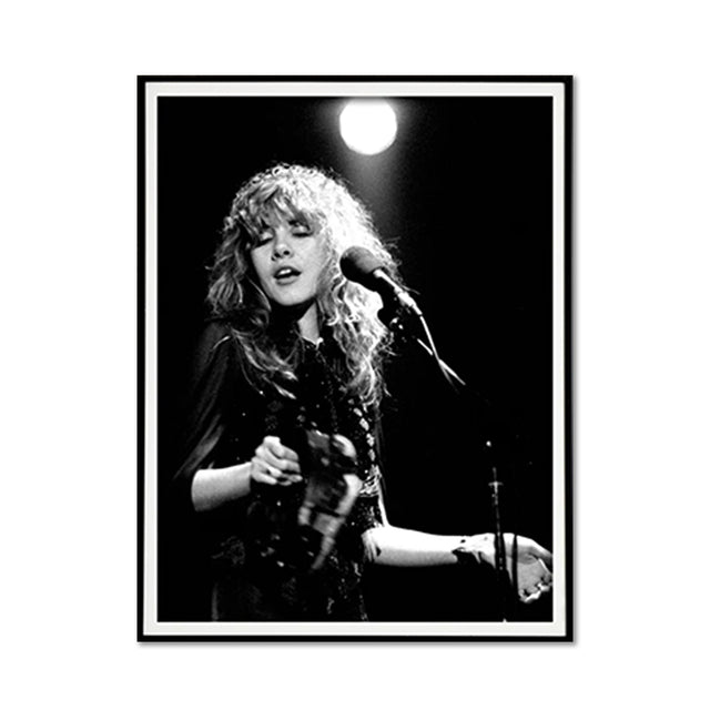 Young Stevie Nicks in concert canvas wall art 60 x 90 cm in a black floating frame