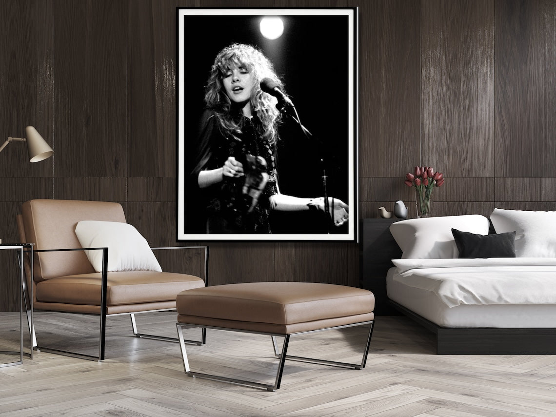 Angled view showing the floating frame gap around the canvas print