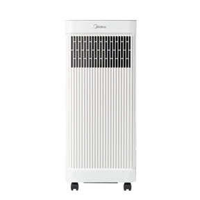 Resia white compact portable air conditioner with castor wheels