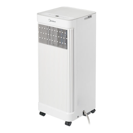 Rear of the portable air conditioner showing air outlet and drain