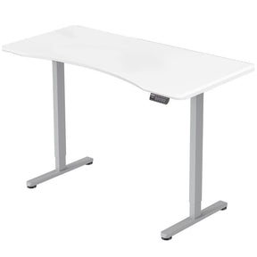 Warmun electric sit stand desk 150 by 68cm in white oak in a home office
